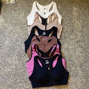6 front zip  Activewear Bra Collection - Black, Pink, Brown, Cream